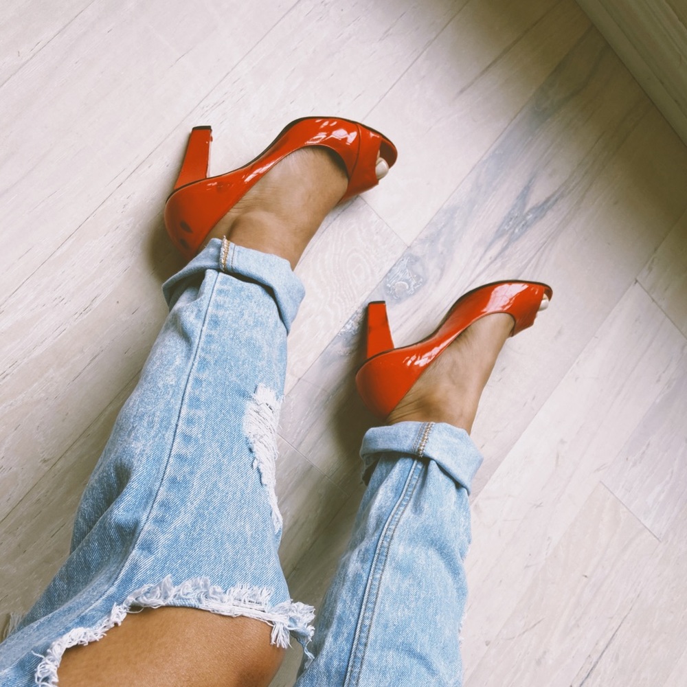 Authentic Red Orange Jimmy Choo Heels size 39.